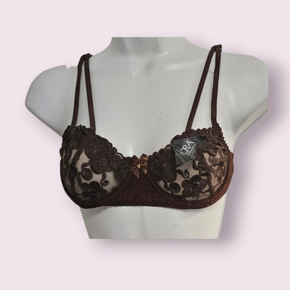 Brazilian Lycra Brown Lace Lingerie Set - Picture 3 of 6